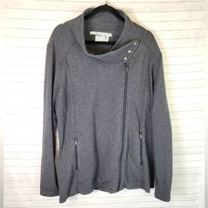 ATHLETA DARK GRAY ASYMMETRICAL FULL ZIP JACKET, SZ EXTRA LARGE